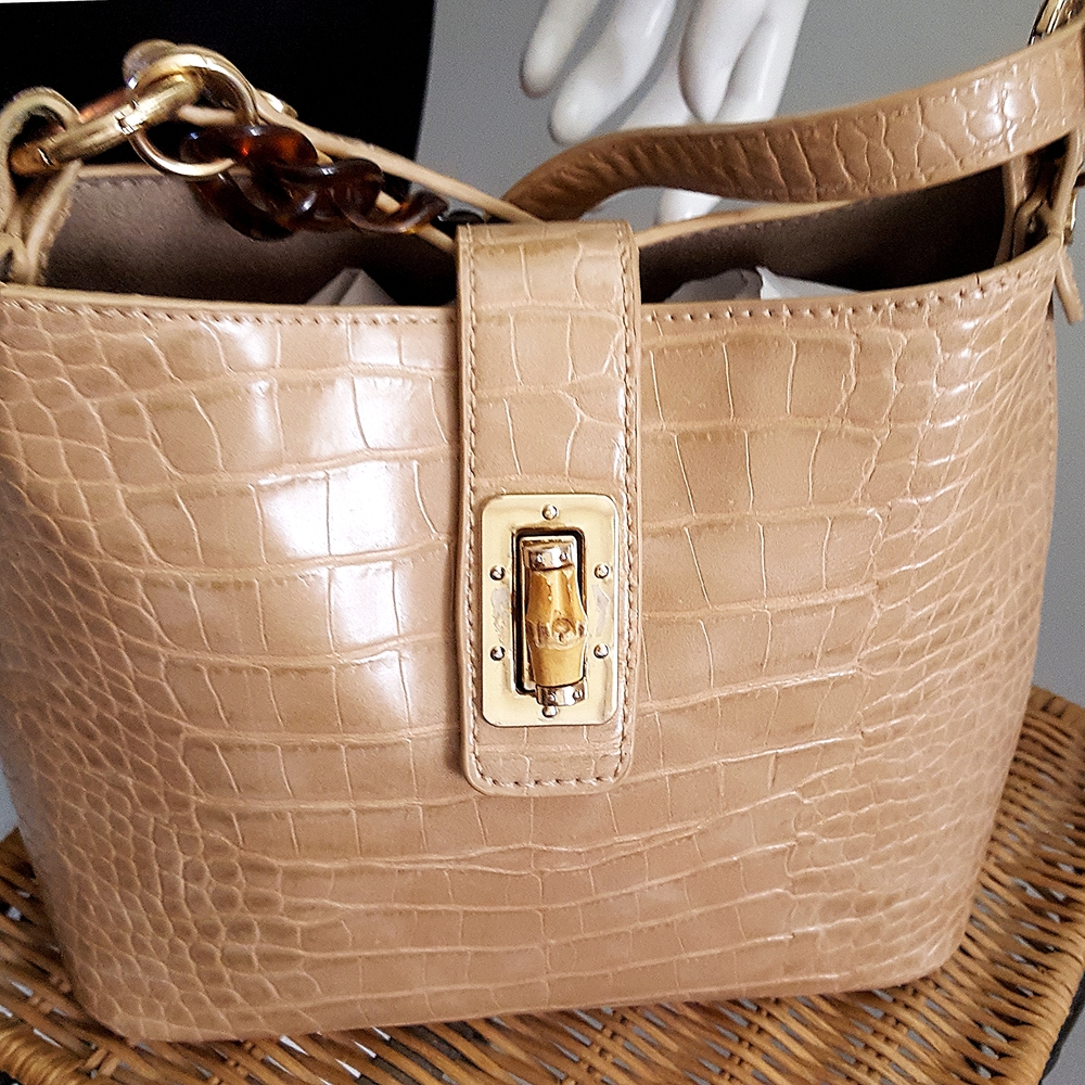 FFC New York🌾Boho Crocodile-Embossed Crossbody Shoulder Bag/Handbag